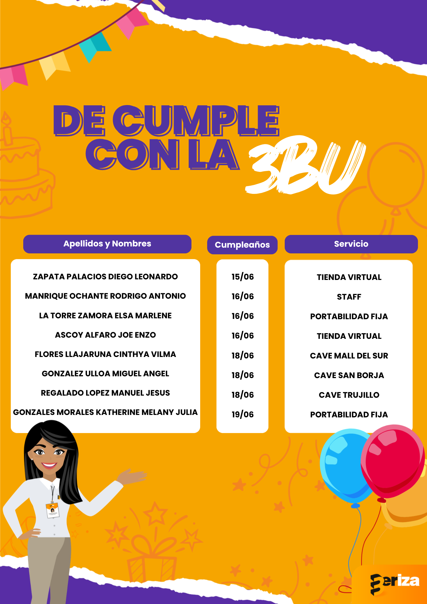 CUMPLEAÑEROS DE LA SEMANA 🎊🎉